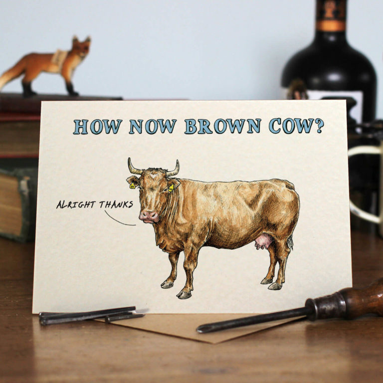 How Now Brown Cow Card | Funny Cow Card | Bewilderbeest