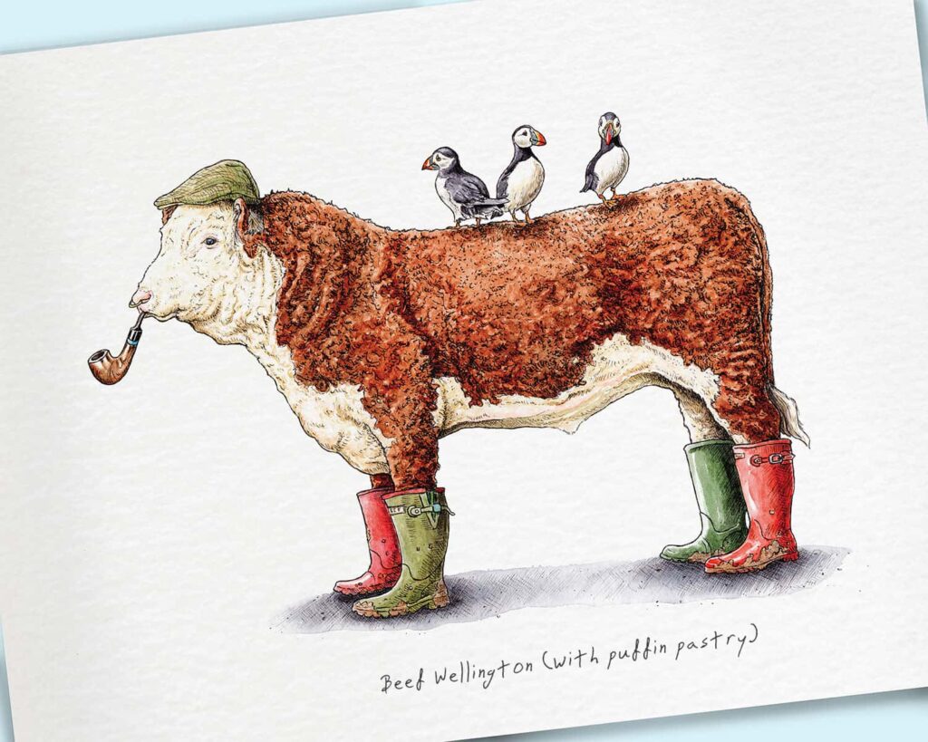 Beef Wellington Print - Funny Cow Print - Bewilderbeest